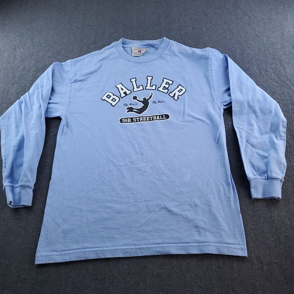 Vintage Baller S&B Streetball T-shirt Mens Size Medium Blue